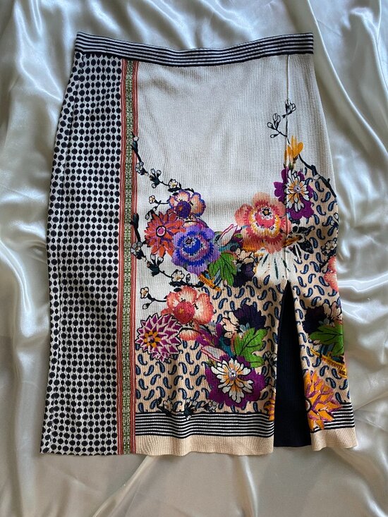 Etro Dresses & Skirts - Rare Etro Milano Stretch Ponte Floral Knit Midi Skirt Size 44 / 12 Boho